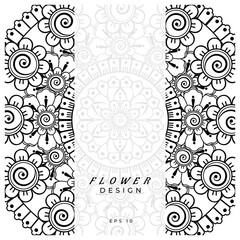 Mehndi flower for henna, mehndi, tattoo, decoration. decorative ornament in ethnic oriental style. doodle ornament. coloring book page.