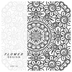 Mehndi flower for henna, mehndi, tattoo, decoration. decorative ornament in ethnic oriental style. doodle ornament. coloring book page.