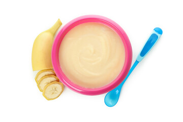 Concept of baby food isolated on white background