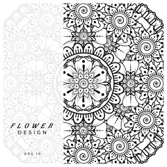 Mehndi flower for henna, mehndi, tattoo, decoration. decorative ornament in ethnic oriental style. doodle ornament. coloring book page.