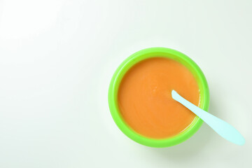 Concept of baby food on white background