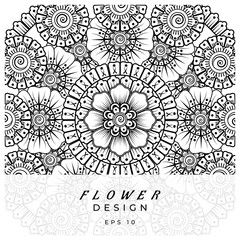 Mehndi flower for henna, mehndi, tattoo, decoration. decorative ornament in ethnic oriental style. doodle ornament. coloring book page.