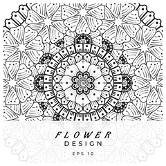 Mehndi flower for henna, mehndi, tattoo, decoration. decorative ornament in ethnic oriental style. doodle ornament. coloring book page.