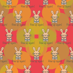  Rabbit cartoon Seamless Pattern motif 2 on elipse graphic  background