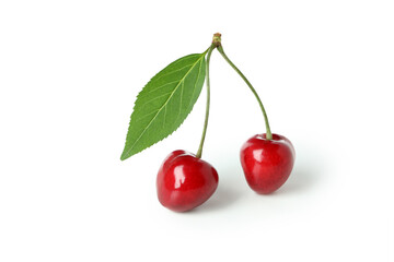 Sweet red cherry isolated on white background