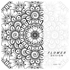 Mehndi flower for henna, mehndi, tattoo, decoration. decorative ornament in ethnic oriental style. doodle ornament. coloring book page.