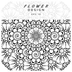 Mehndi flower for henna, mehndi, tattoo, decoration. decorative ornament in ethnic oriental style. doodle ornament. coloring book page.