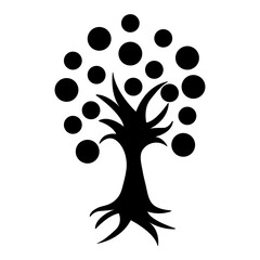 Family tree silhouette vector illustration. Black color tree. Family concept
