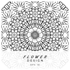 Mehndi flower for henna, mehndi, tattoo, decoration. decorative ornament in ethnic oriental style. doodle ornament. coloring book page.