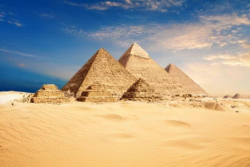 Fotobehang Afrika Famous Giza Pyramids, beautiful desert view, Cairo, Egypt  © AlexAnton