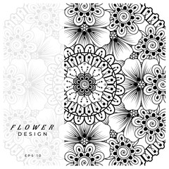 Mehndi flower for henna, mehndi, tattoo, decoration. decorative ornament in ethnic oriental style. doodle ornament. coloring book page.