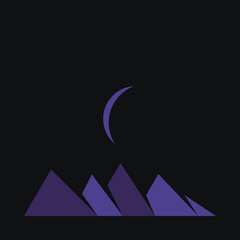 Geometric Mountains silhouette landscape art poster illustration