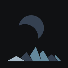 Geometric Mountains silhouette landscape art poster illustration