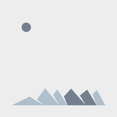 Geometric Mountains silhouette landscape art poster illustration