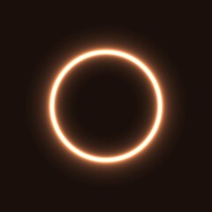 gold abstract neon circle glowing in the dark. design element for poster, banner, advertisement, print.neon illustration