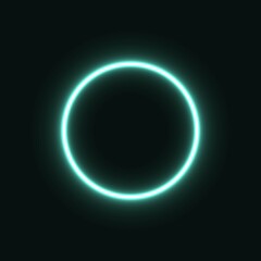blue abstract neon circle glowing in the dark. design element for poster, banner, advertisement, print.neon illustration