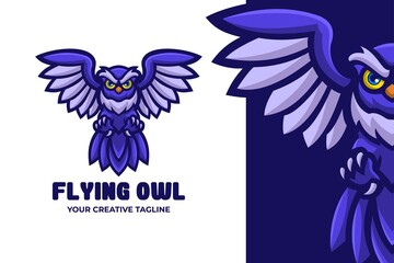 Flying Owl Bird Mascot Character Logo