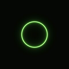green abstract neon circle glowing in the dark. design element for poster, banner, advertisement, print.neon illustration