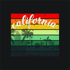 California trendy t-shirt design with palm trees