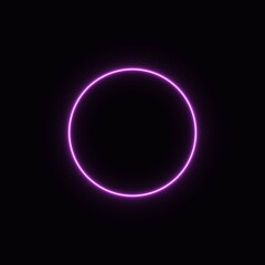 pink abstract neon circle glowing in the dark. design element for poster, banner, advertisement, print.neon illustration