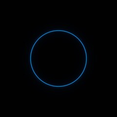 blue abstract neon circle glowing in the dark. design element for poster, banner, advertisement, print.neon illustration