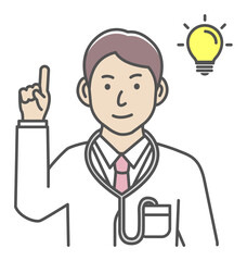 Young male doctor gesture variation illustration | inspiration, idea, solution