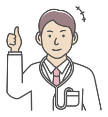 Young male doctor gesture variation illustration | thumb up, OK