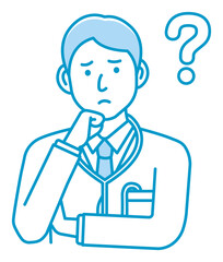 Young male doctor gesture variation illustration | thinking, question, confusion