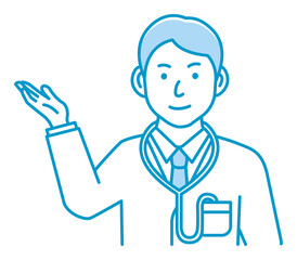 Young male doctor gesture variation illustration | navigate, recommend
