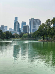 city park with lake in Bangkok