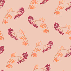 Fototapeta premium Seamless pattern with autumn branches with berries on beige background