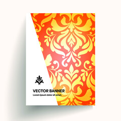 Ornate abstract vector presentation of art poster. Flyer design content background. Design layout template.