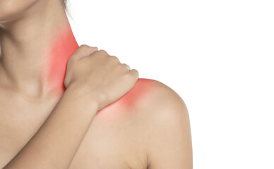 woman holding her painful neck