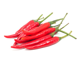 Freshness red chilli peppers group on white isolated background