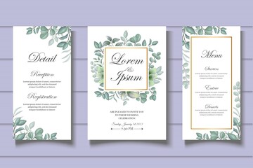 Hand drawn floral invitation card template
