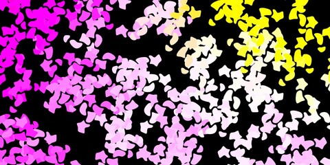 Dark pink, yellow vector backdrop with chaotic shapes.
