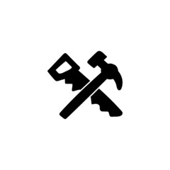 Carpentry, wood repair, icon in solid black flat shape glyph icon, isolated on white background 