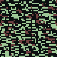 Pixel camouflage on a black background. Tetris pattern. Vector illustration.