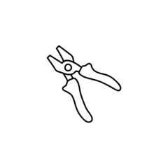 Pliers icon in flat black line style, isolated on white background 