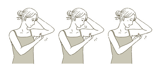 ビューティー　二の腕ダイエットのをする女性のイラストレーション