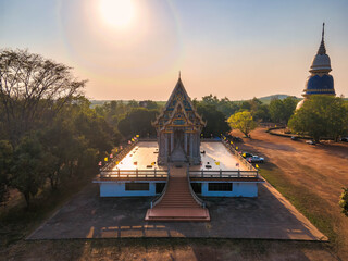 Chachoengsao, Thailand, February 20, 2021 : Wat Phrathat Wayo (Wat Huai Nam Sap). The foundation...