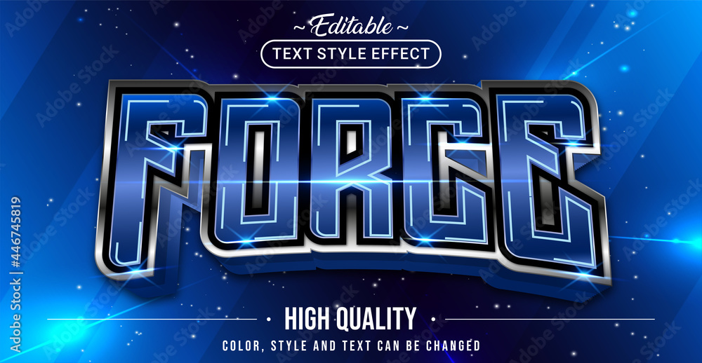 Poster Editable text style effect - Blue Force text style theme.