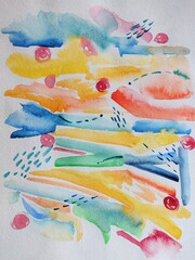 colorful abstract watercolor background painting pattern  with flowers