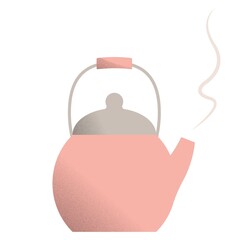 Illustration of a pink hot teapot. 