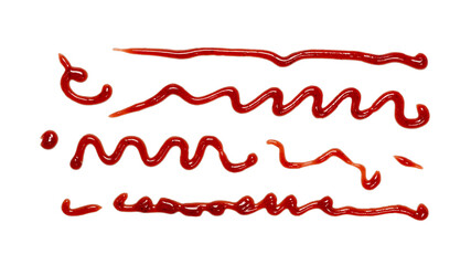 Red strawberry jam splashes isolated on white background.