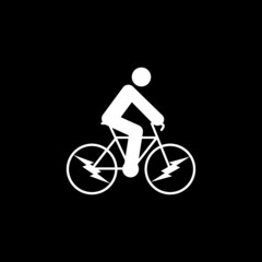 Obraz premium Electric bike on a rechargeable battery icon isolated on dark background