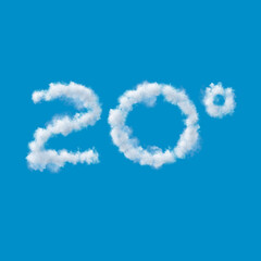 twentieth anniversary, numbers made of clouds in a Blue Sky, 3d rendering