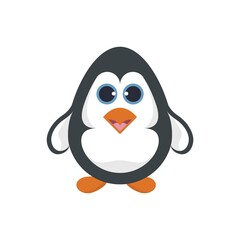 Cute Cartoon penguin in flat style vector logo design