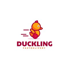 Vector Logo Illustration Duckling Simple Mascot Style.