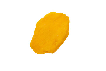 Dry tasty mango slices isolated on a white background.